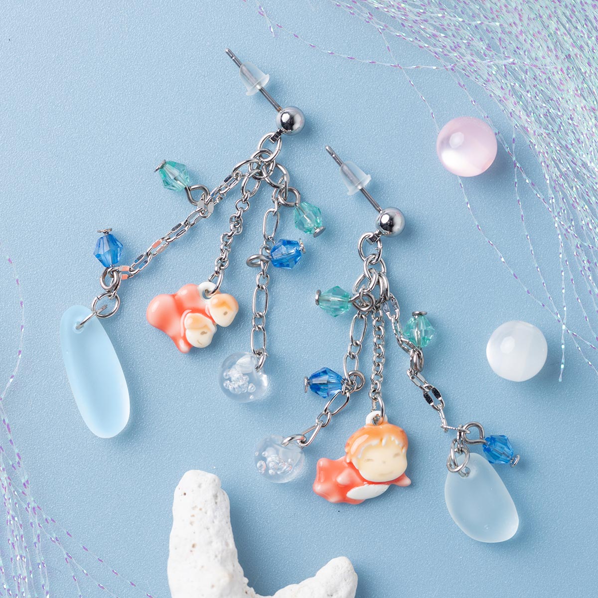 Ponyo Dangling Earrings (2 Types) - Pierced Pair - official view 1