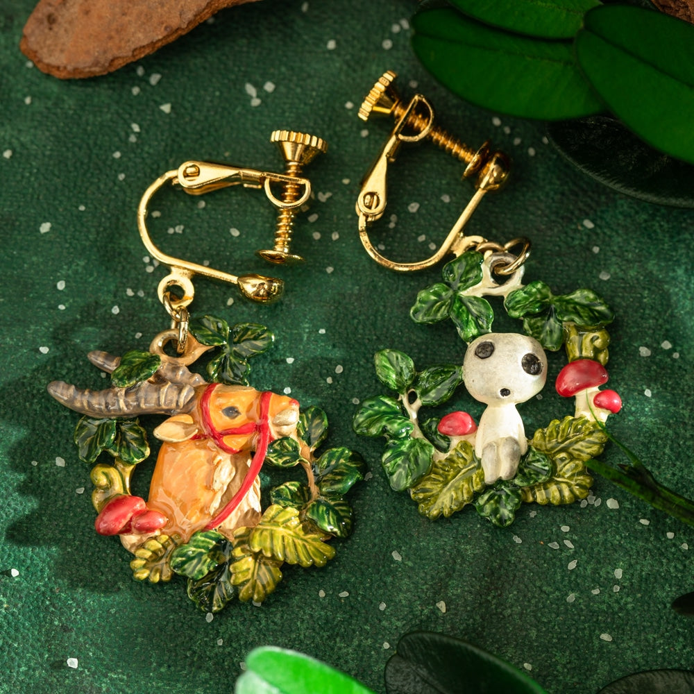 Princess Mononoke Yakul and Kodama Clip-On Earrings - official view 1