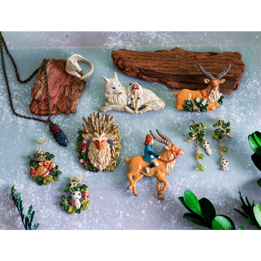 Princess Mononoke Yakul and Kodama Clip-On Earrings - official view 7