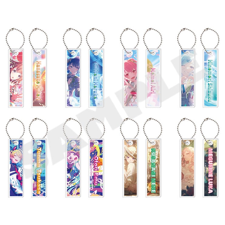 Project Sekai acrylic stick keychains Vol. 10 B - front and back of all eight designs