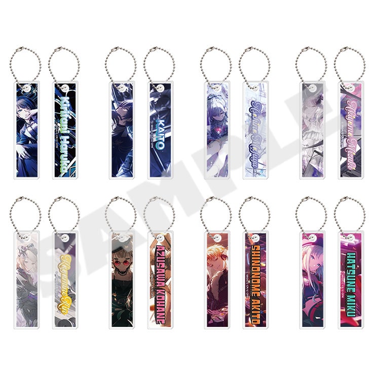 Project Sekai acrylic stick keychains Vol. 10 C - front and back of all eight designs