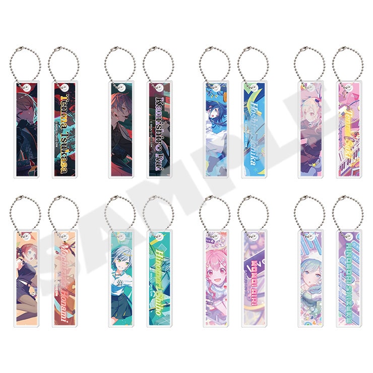 Project Sekai acrylic stick keychains Vol. 11 A - front and back of all eight designs
