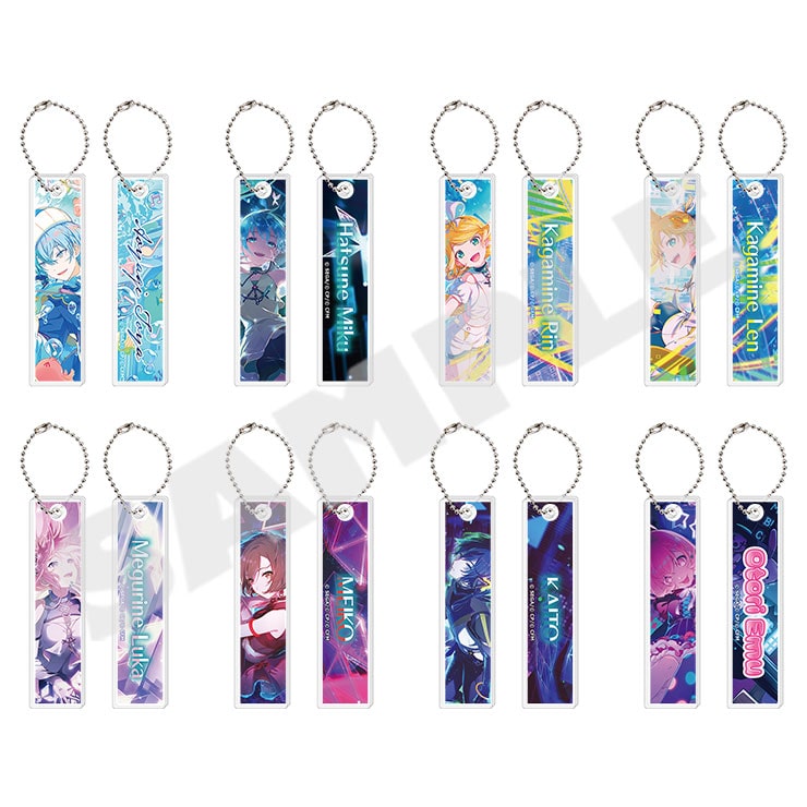 Project Sekai acrylic stick keychains Vol. 11 B - front and back of all eight designs