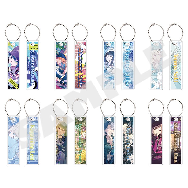 Project Sekai acrylic stick keychains Vol. 11 C - front and back of all eight designs