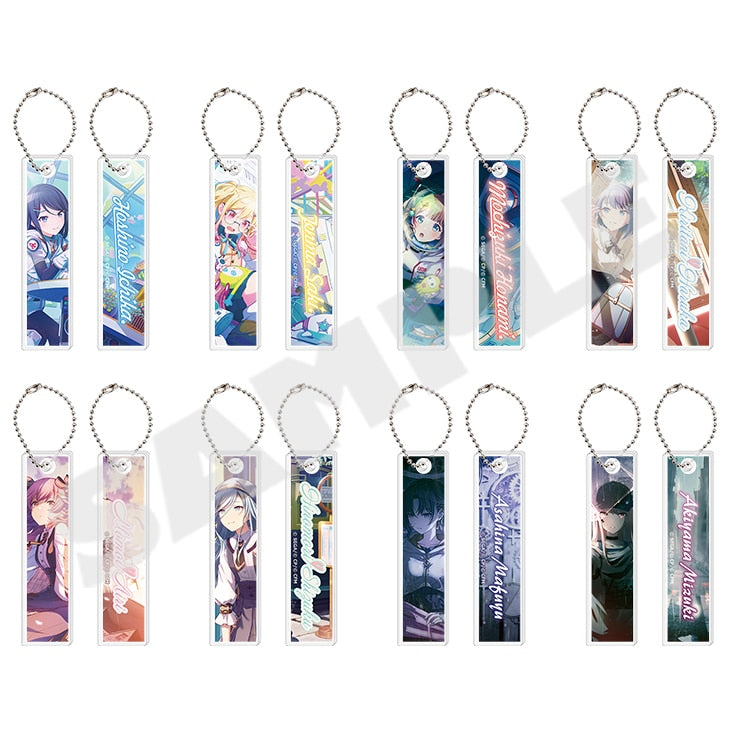 Project Sekai acrylic stick keychains Vol. 6 A - front and back of all eight designs
