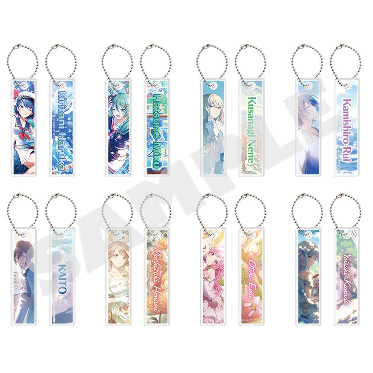 Project Sekai acrylic stick keychains Vol. 6 B - front and back of all eight designs