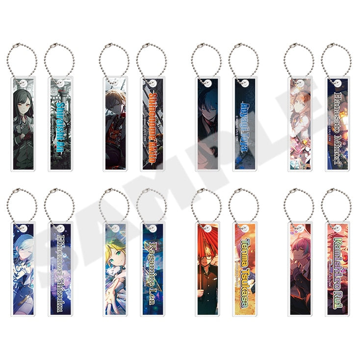 Project Sekai acrylic stick keychains Vol. 6 C - front and back of all eight designs