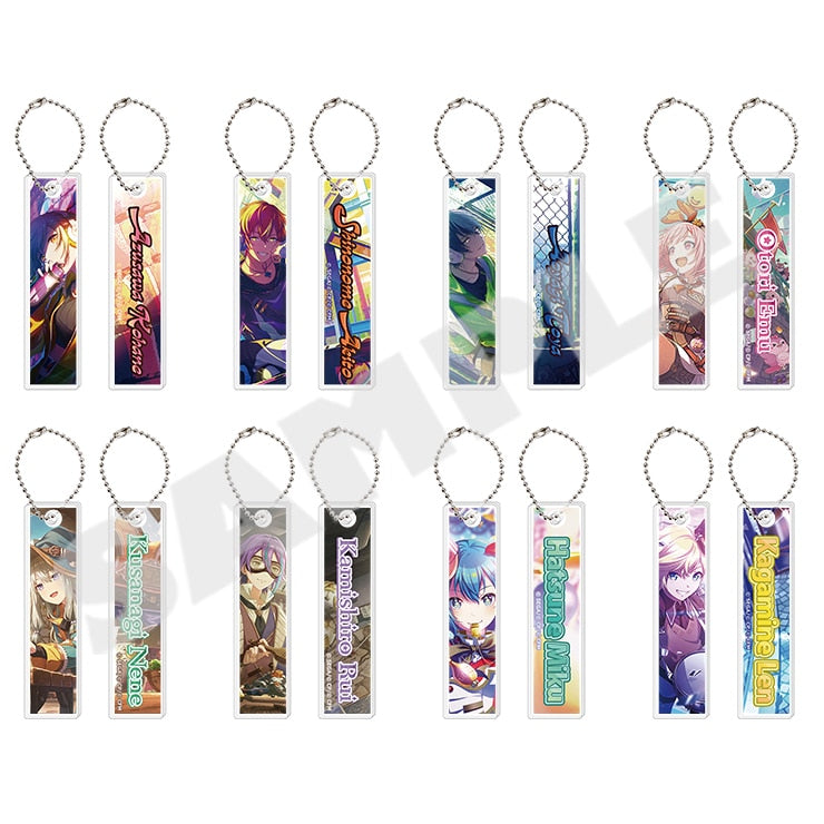 Project Sekai acrylic stick keychains Vol. 7 B - front and back of all eight designs