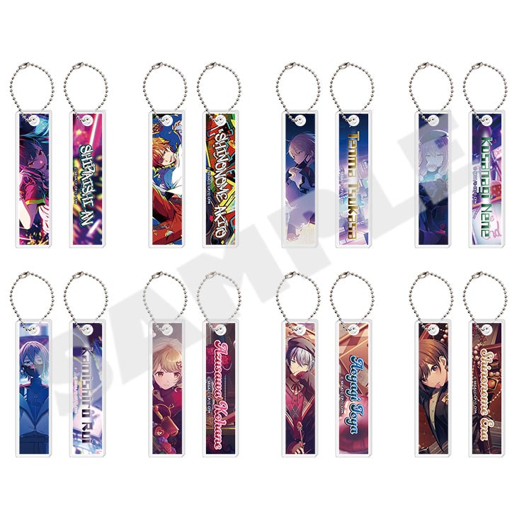 Project Sekai acrylic stick keychains Vol. 9 A - front and back of all eight designs