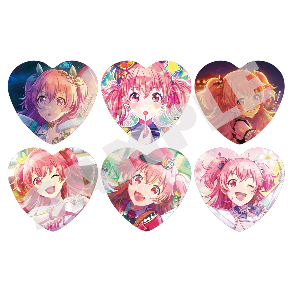 Airi Momoi H/Art Collection Vol.1, six holographic heart badge designs