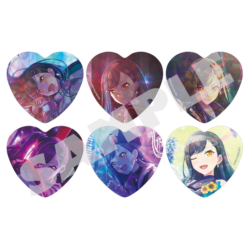 An Shiraishi H/Art Collection Vol.1, six holographic heart badge designs