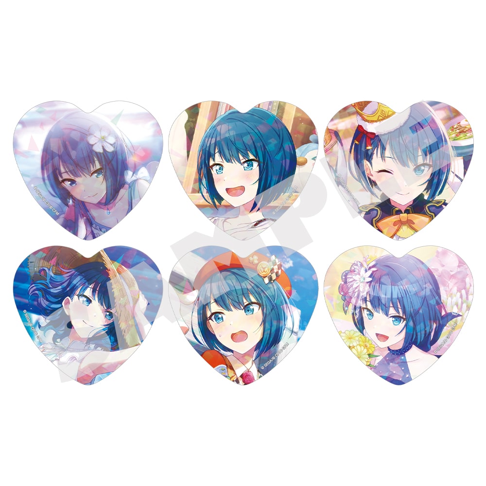Haruka Kiritani H/Art Collection Vol.1, six holographic heart badge designs