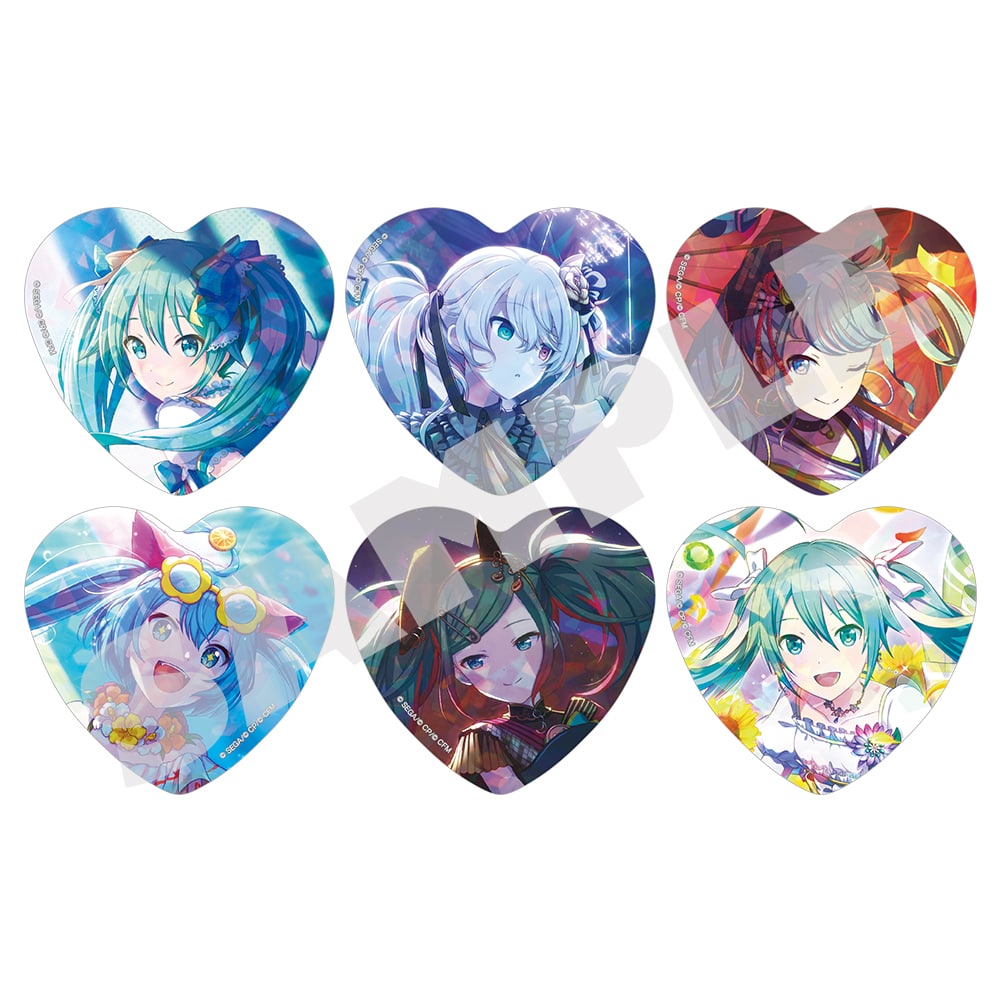 Hatsune Miku H/Art Collection Vol.1, six holographic heart badge designs