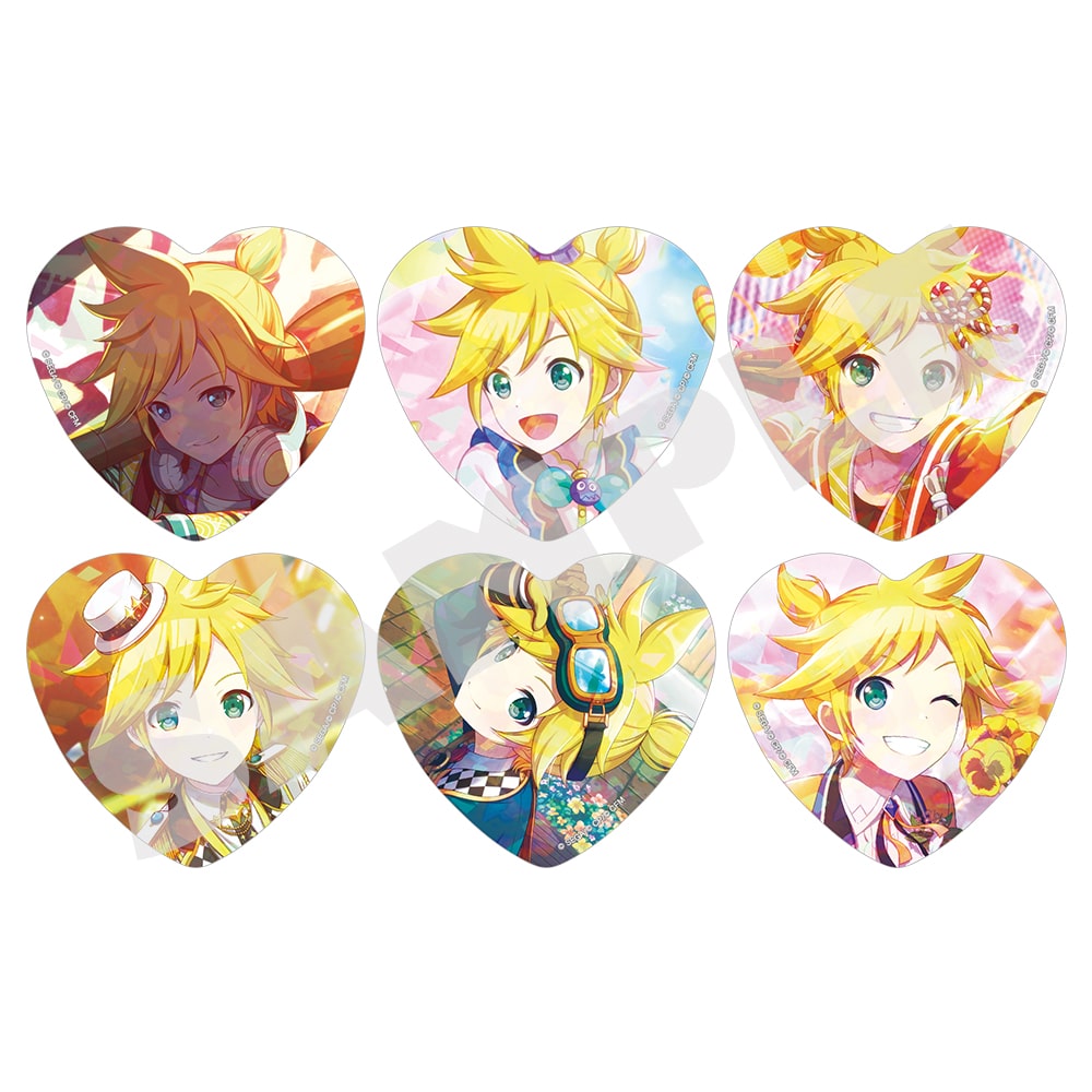 Kagamine Len H/Art Collection Vol.1, six holographic heart badge designs