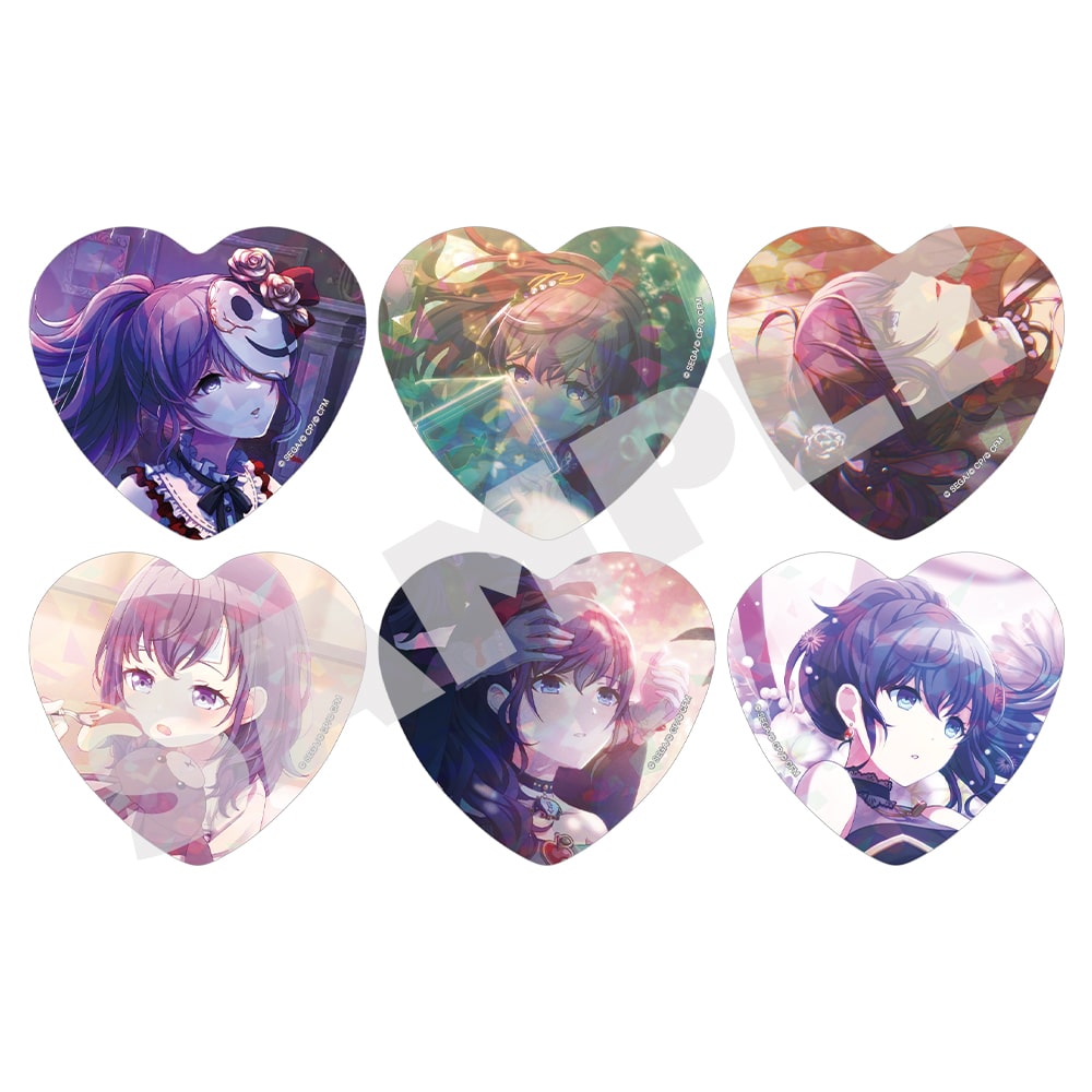 Mafuyu Asahina H/Art Collection Vol.1, six holographic heart badge designs
