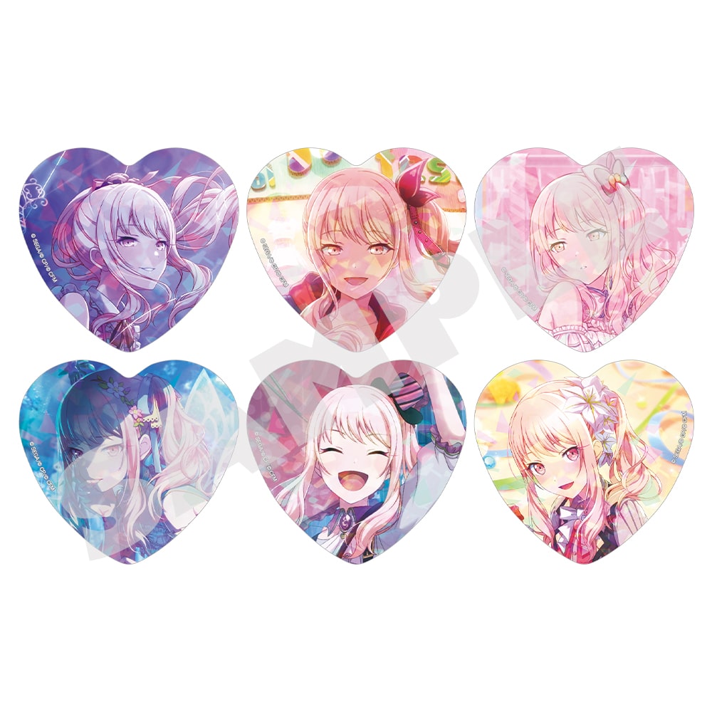 Mizuki Akiyama H/Art Collection Vol.1, six holographic heart badge designs