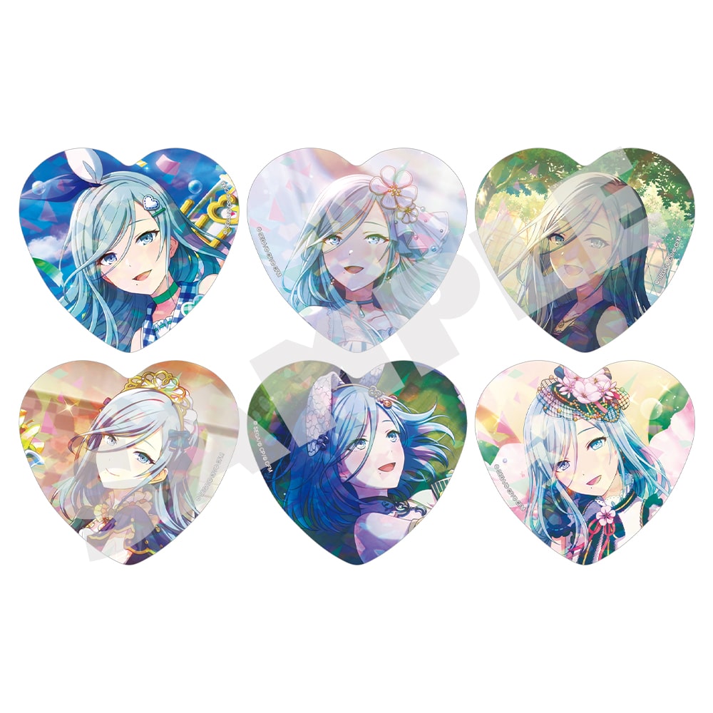 Shizuku Hinomori H/Art Collection Vol.1, six holographic heart badge designs