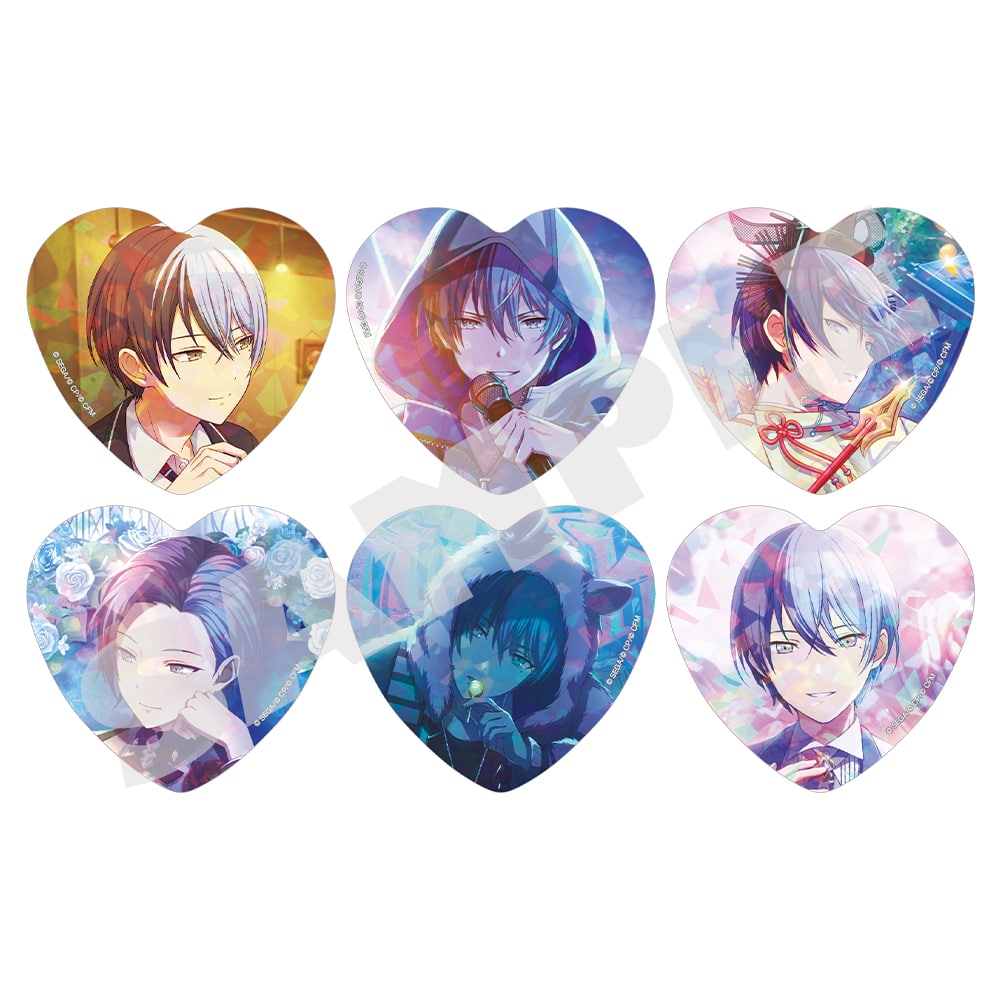Toya Aoyagi H/Art Collection Vol.1, six holographic heart badge designs