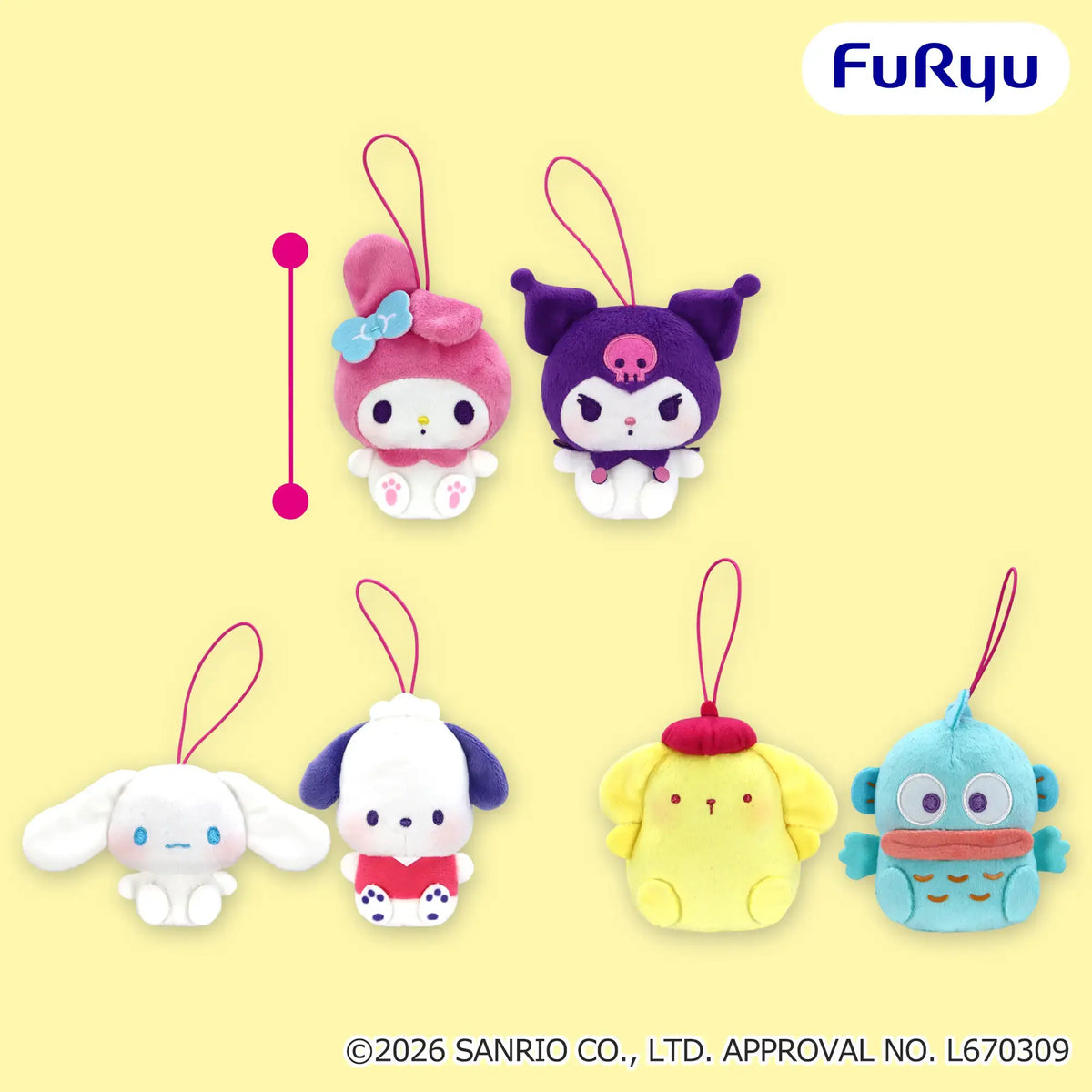 Sanrio Characters Punikyukyu - Flat Pair Mascots complete set of 3 designs