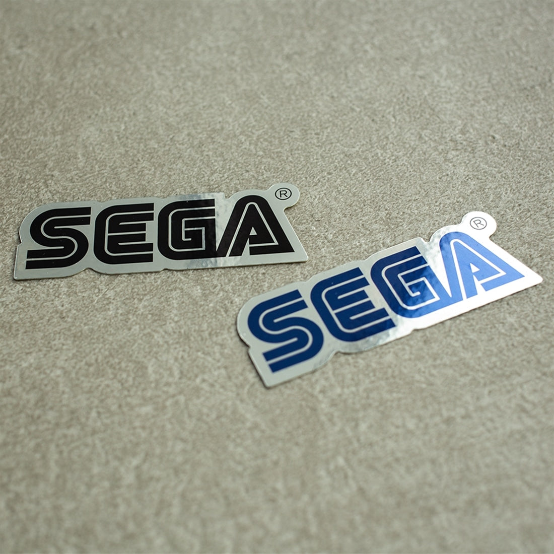 Black SEGA logo metallic sticker, alternate view
