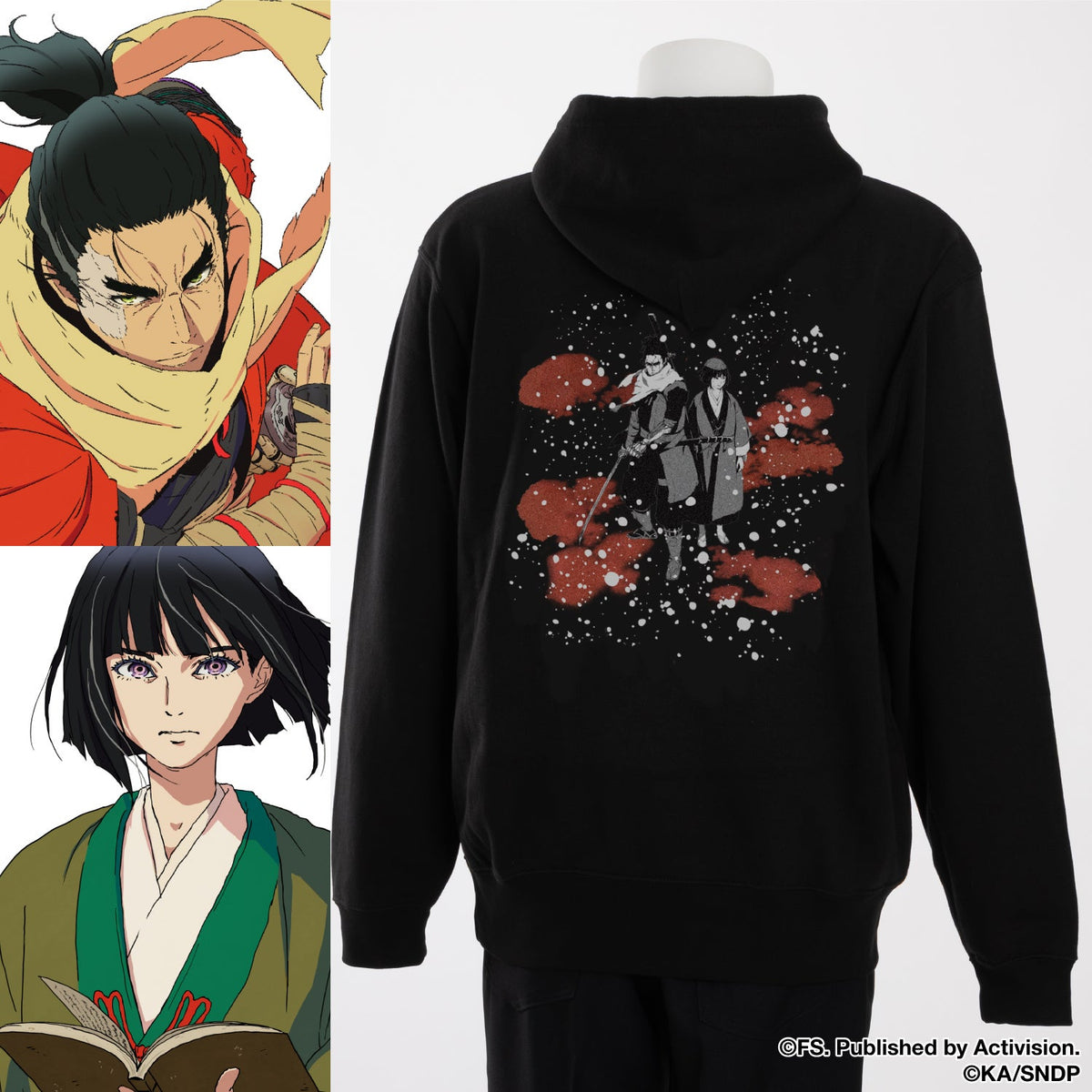 SEKIRO: NO DEFEAT SuperGroupies Wolf and Kuro Hoodie, official product photo 1