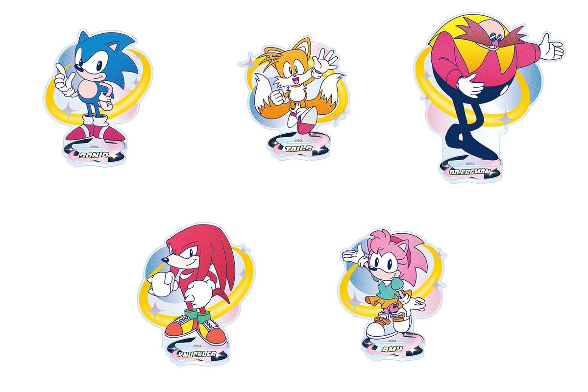 Sonic the Hedgehog Dream acrylic stands complete set of five: Sonic, Tails, Dr. Eggman, Knuckles and Amy