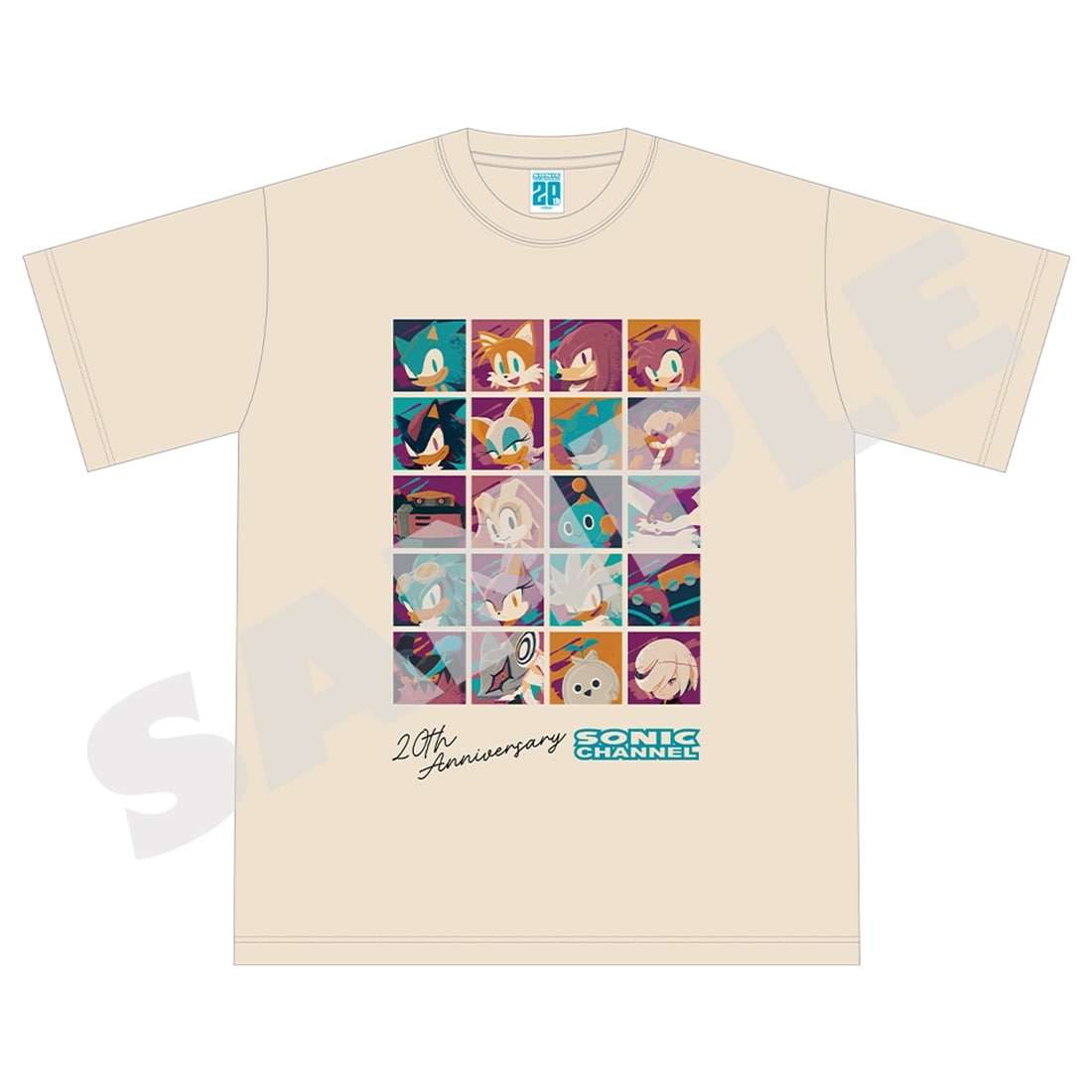 Sonic Channel 20th Anniversary ivory T-shirt front