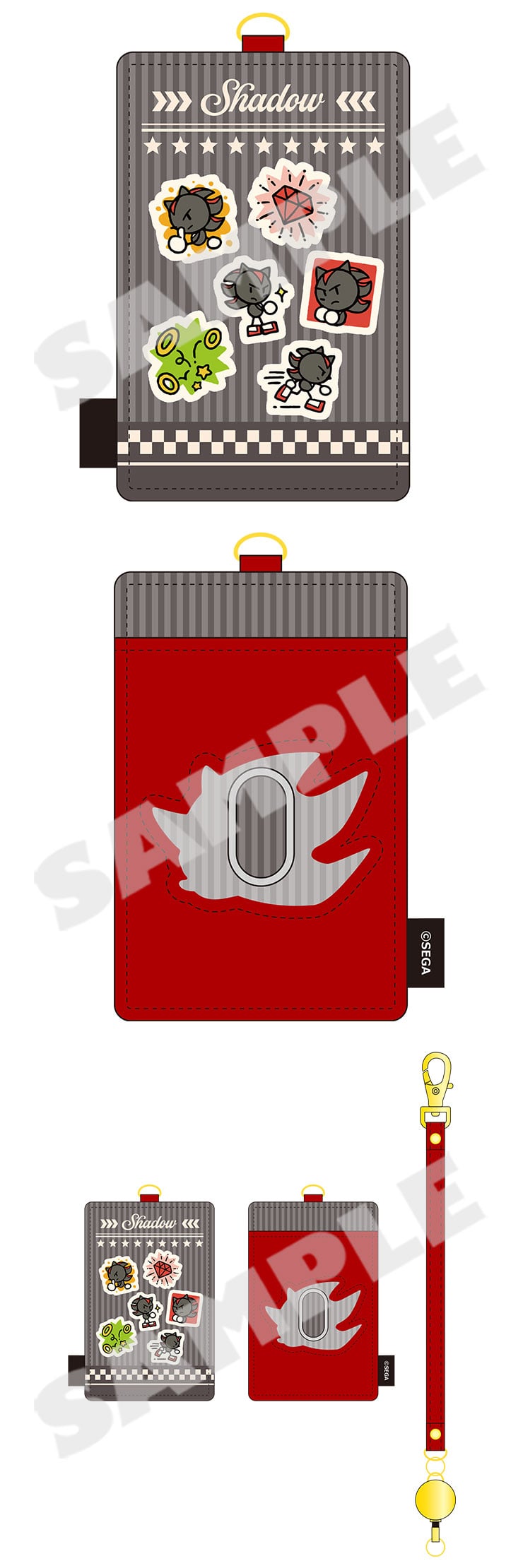 Sonic Racing CrossWorlds Shadow card cases, front, back and retractable strap
