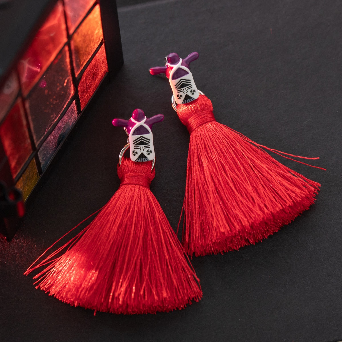 Spirited Away Kasuga-sama Tassel Earrings (2 Types) - Pierced Pair - official view 1