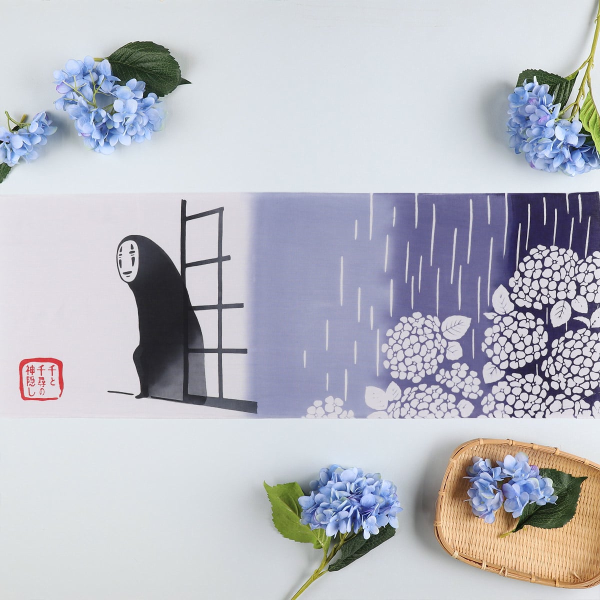 Spirited Away No-Face Rainy Night Chusen Tenugui - official view 1