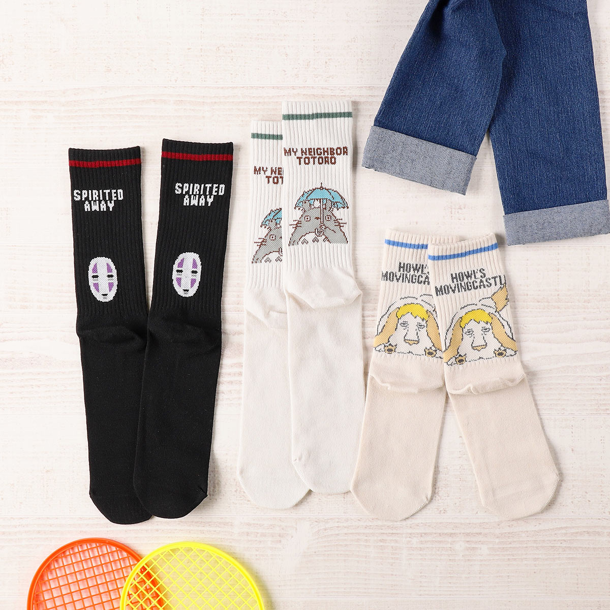 Spirited Away Socks - No-Face American Rib Crew - 26110360 - official product view 4