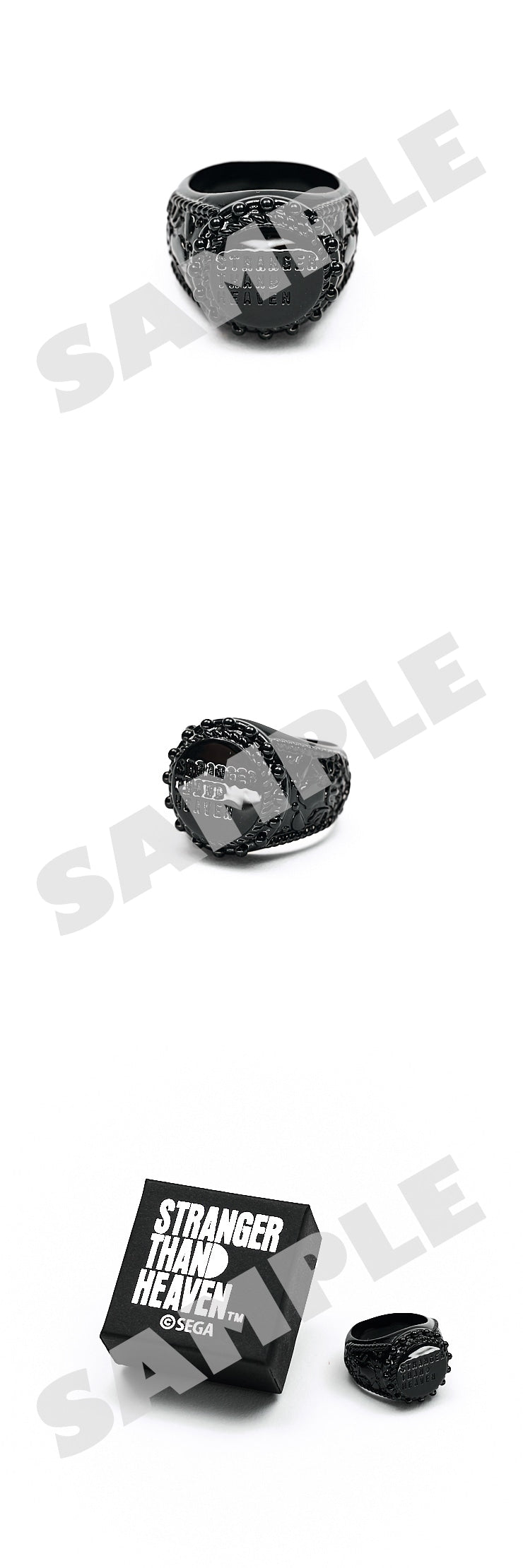 STRANGER THAN HEAVEN black resin college ring with logo design