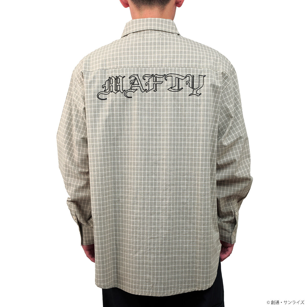 STRICT-G Mafty gray check shirt - worn back view