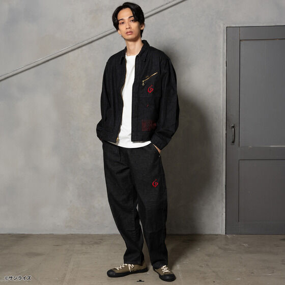 STRICT-G x Lee Gundam Char's Counterattack msn 04 fleeasy black denim pants - official photo 5