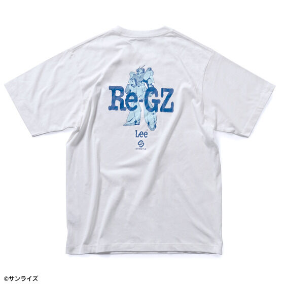 STRICT-G x Lee Gundam Char's Counterattack re gz denim pocket white t shirt - official photo 2
