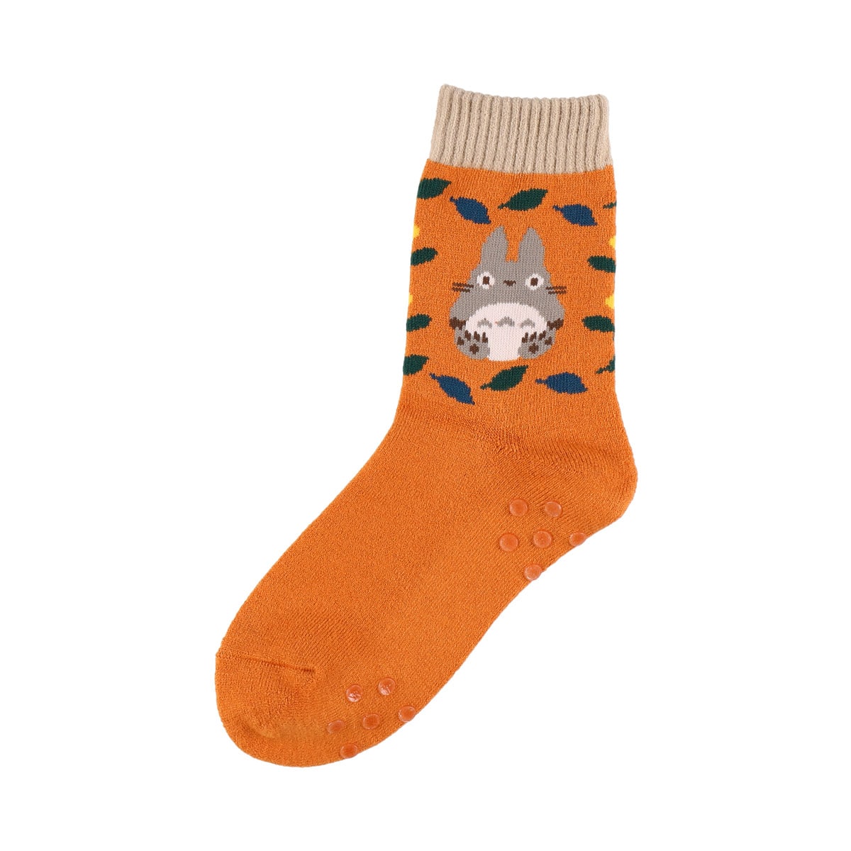 Studio Ghibli All-Terry Room Socks 23-25 cm (2 Types) - Totoro Leaves Orange - official view 2