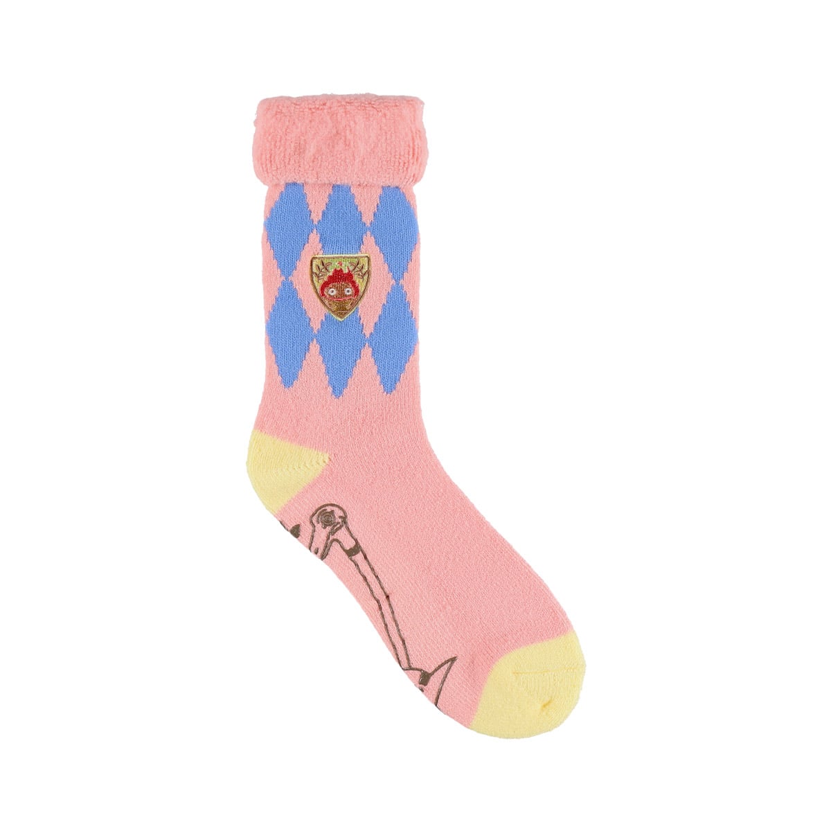 Studio Ghibli Argyle Brushed-Lining Socks 23-25 cm (2 Types) - Calcifer Pink - official view 6