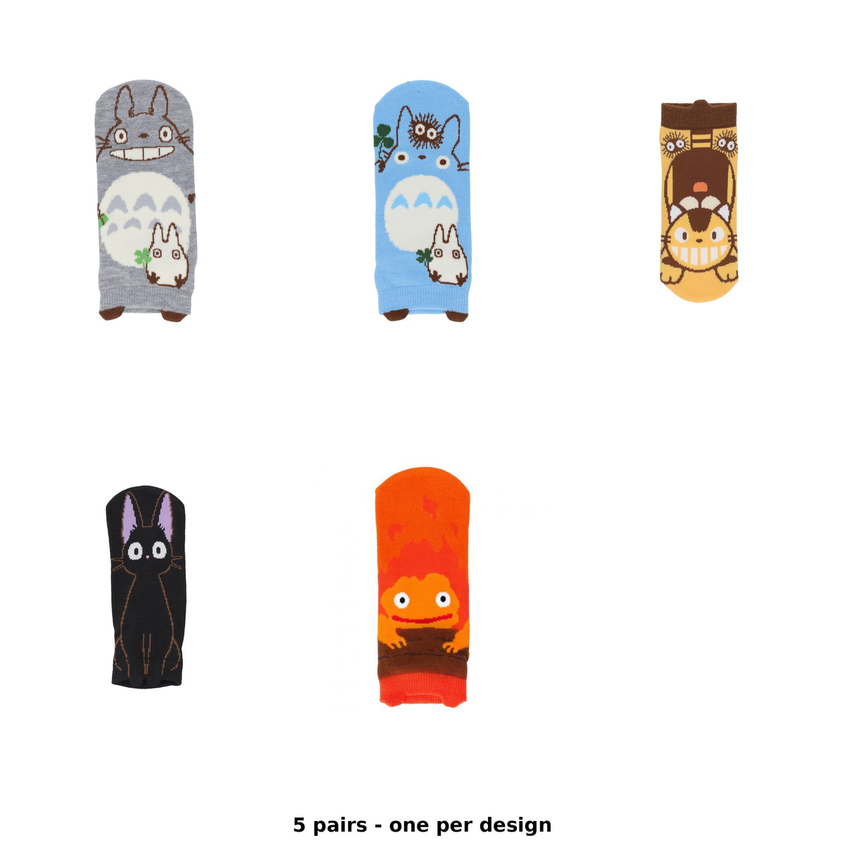Studio Ghibli Character Puppet Sneaker Socks 23-25 cm (5 Types) - Complete Set - one pair of each design