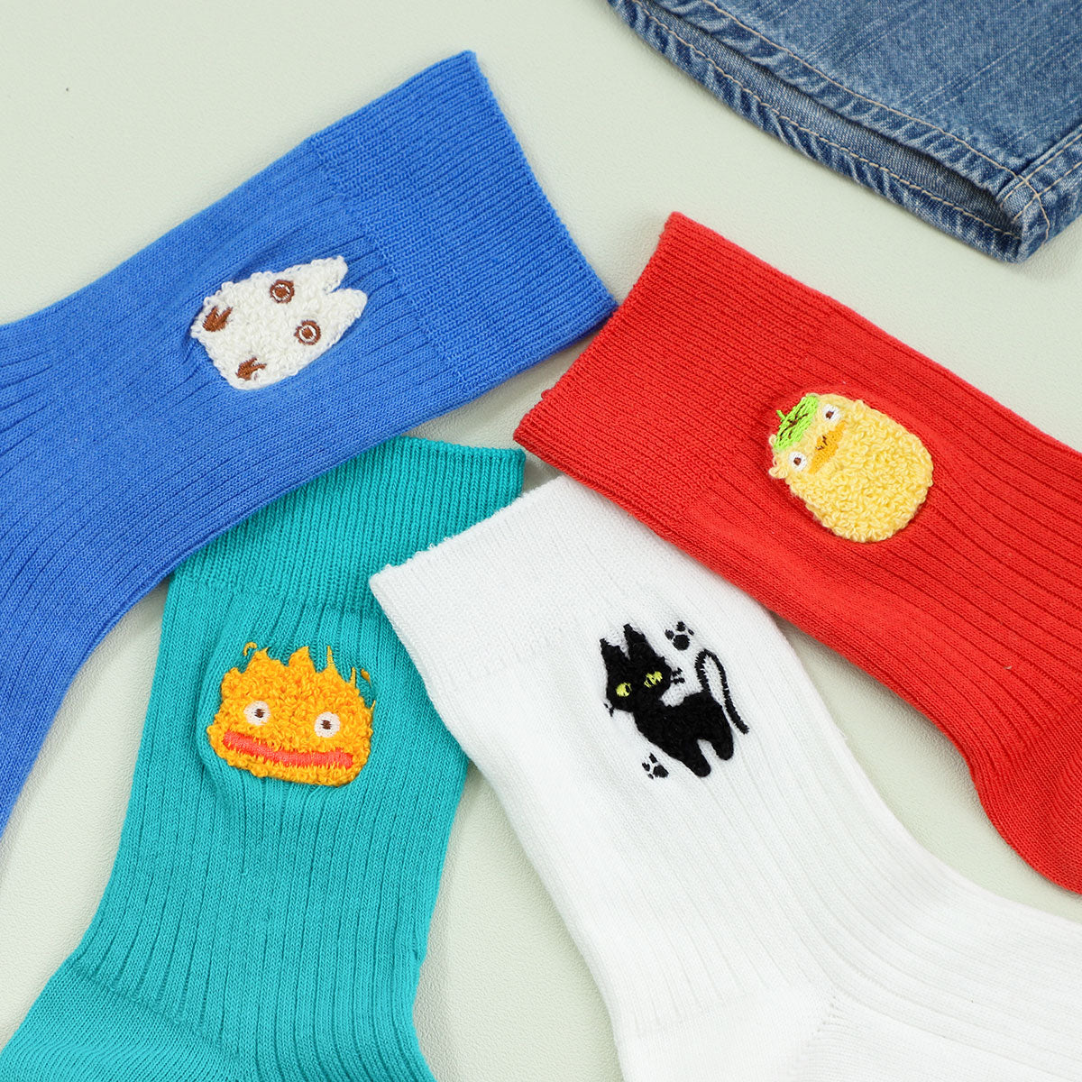 Studio Ghibli - Chenille-Embroidered Ribbed Socks 23-25 cm (4 Types) - Totoro - official view 4