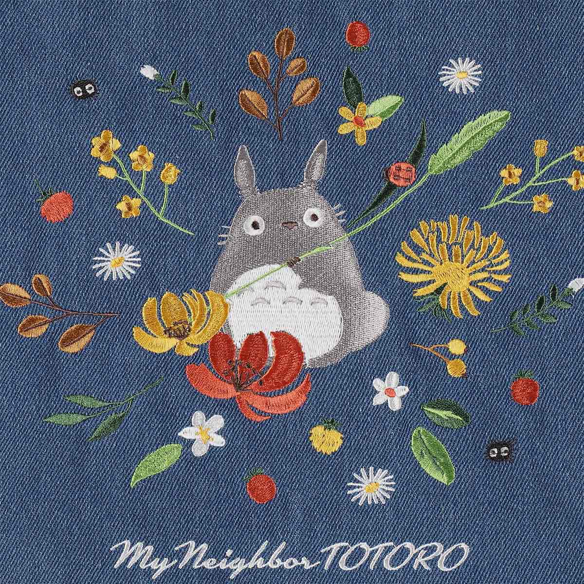 Studio Ghibli Denim Embroidery Tote Bags (4 Types) - Totoro Wreath Vertical Tote - official view 10