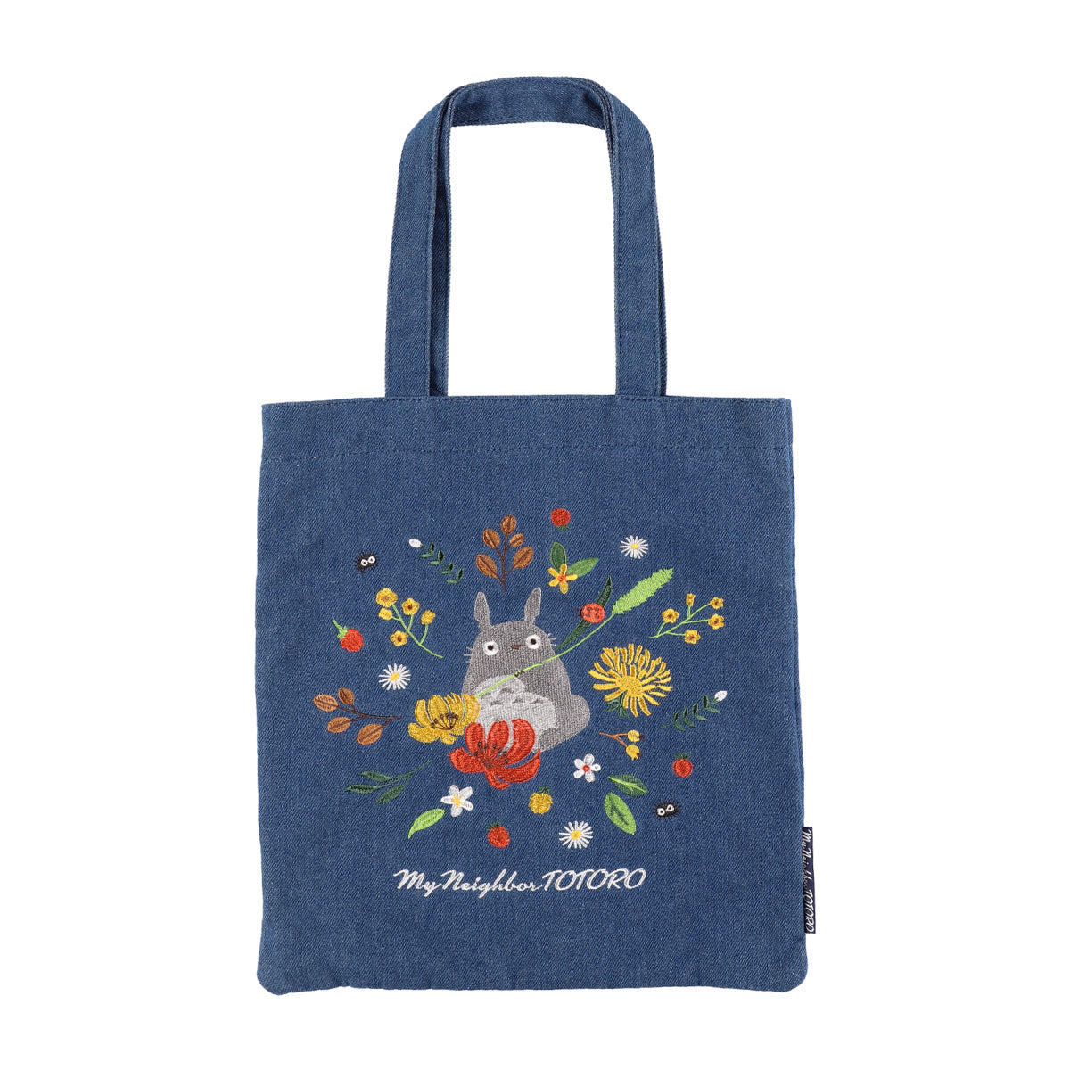Studio Ghibli Denim Embroidery Tote Bags (4 Types) - Totoro Wreath Vertical Tote - official view 12