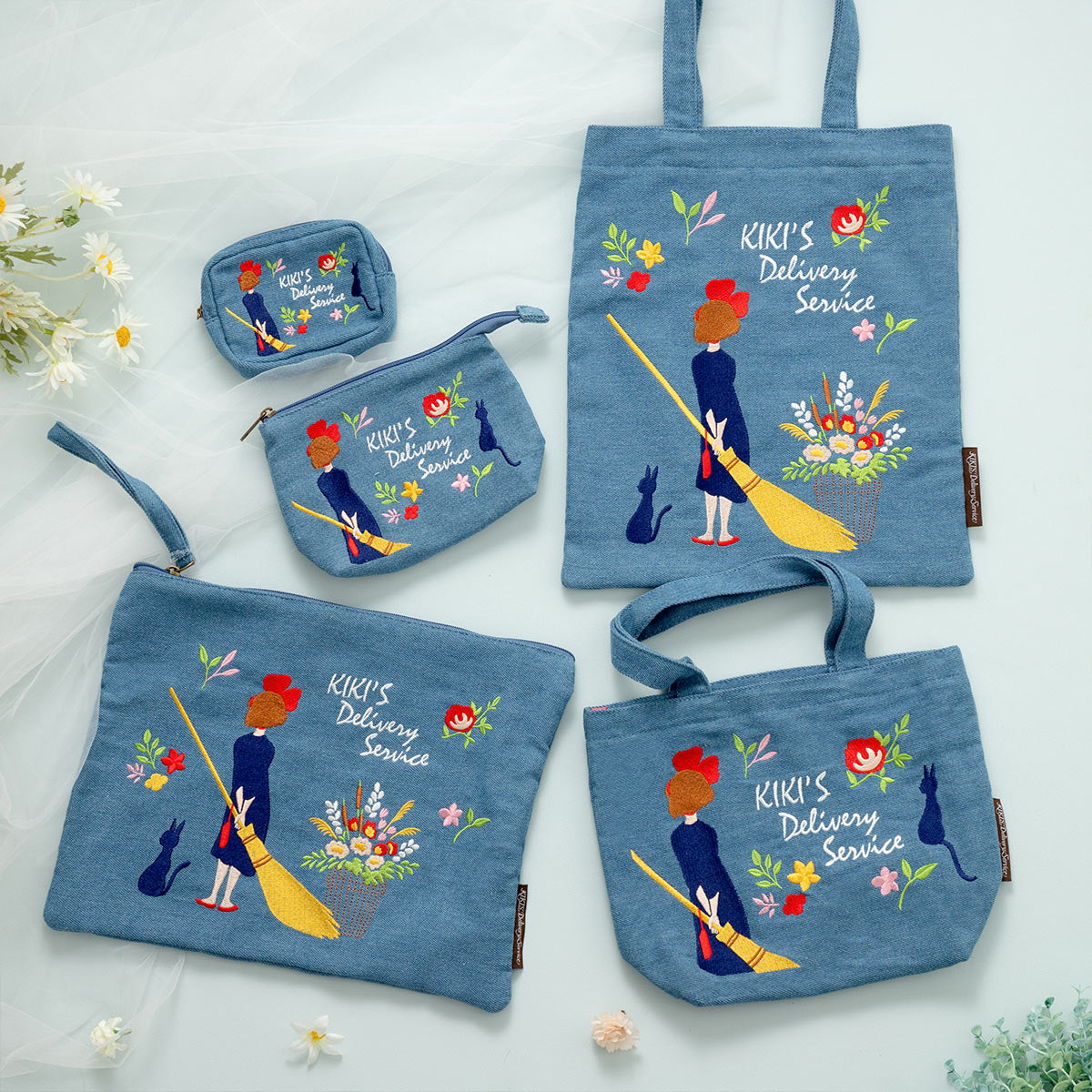 Studio Ghibli Denim Embroidery Tote Bags (4 Types) - Kiki Lunch Tote - official view 24