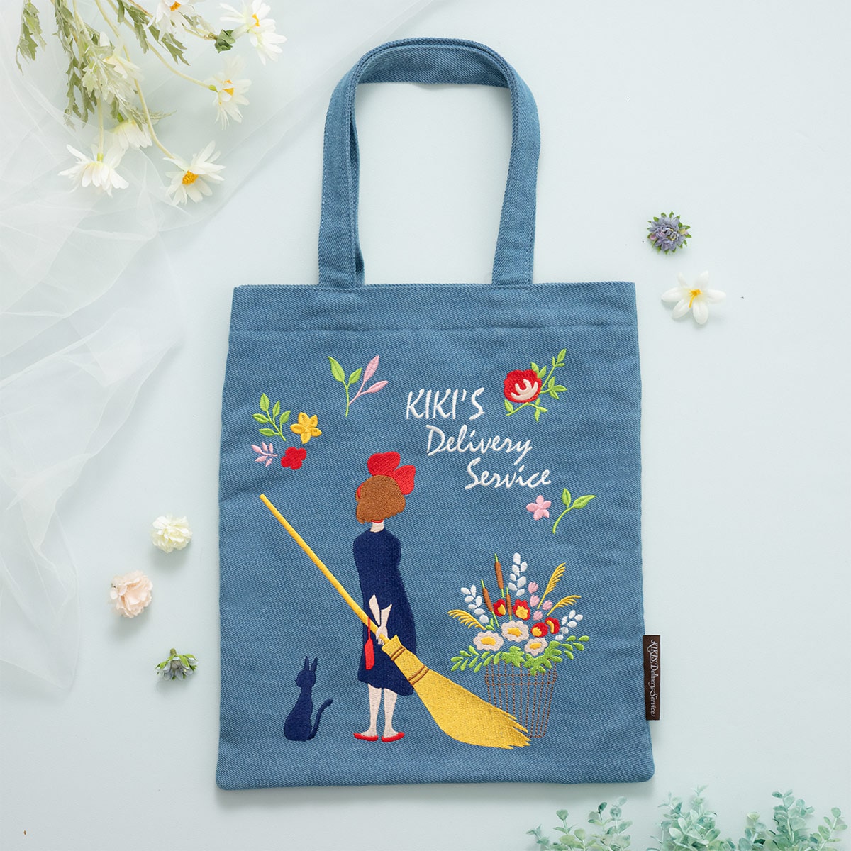 Studio Ghibli Denim Embroidery Tote Bags (4 Types) - Kiki Vertical Tote - official view 25