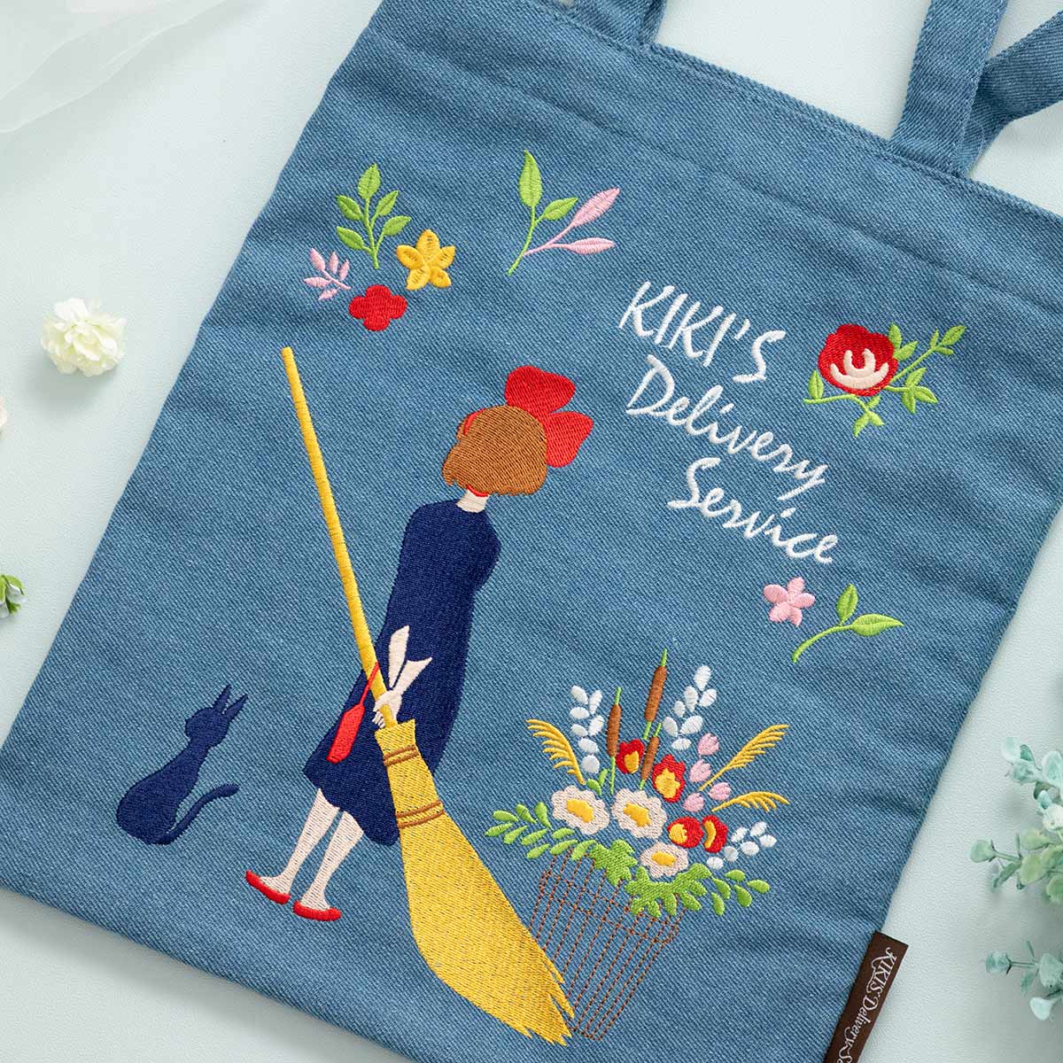 Studio Ghibli Denim Embroidery Tote Bags (4 Types) - Kiki Vertical Tote - official view 26