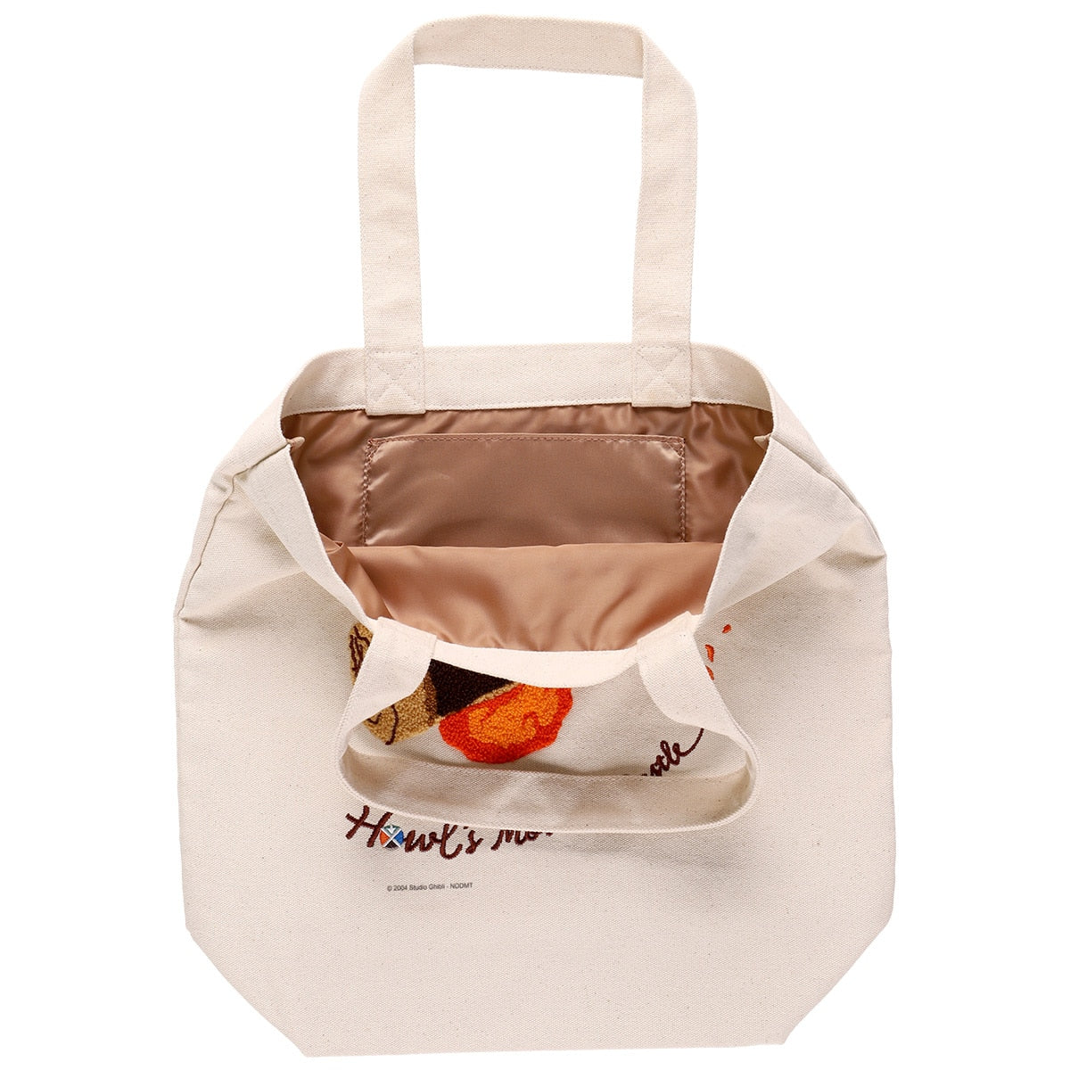 Studio Ghibli Embroidered Canvas Tote Bags (2 Types) - Flustered Calcifer - official view 4