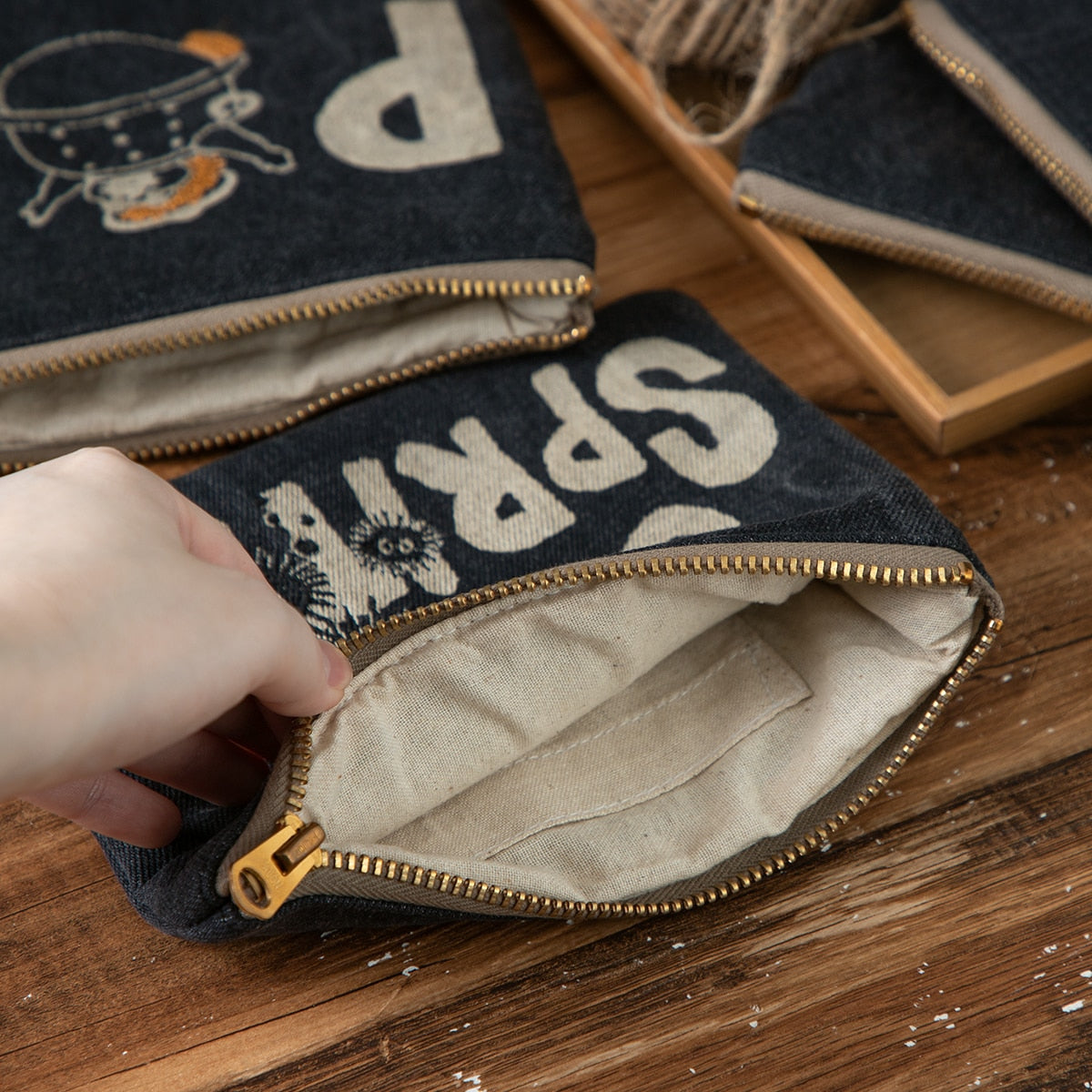 Studio Ghibli - GBL Black Denim Pouches (3 Types) - Soot Sprites - official view 5