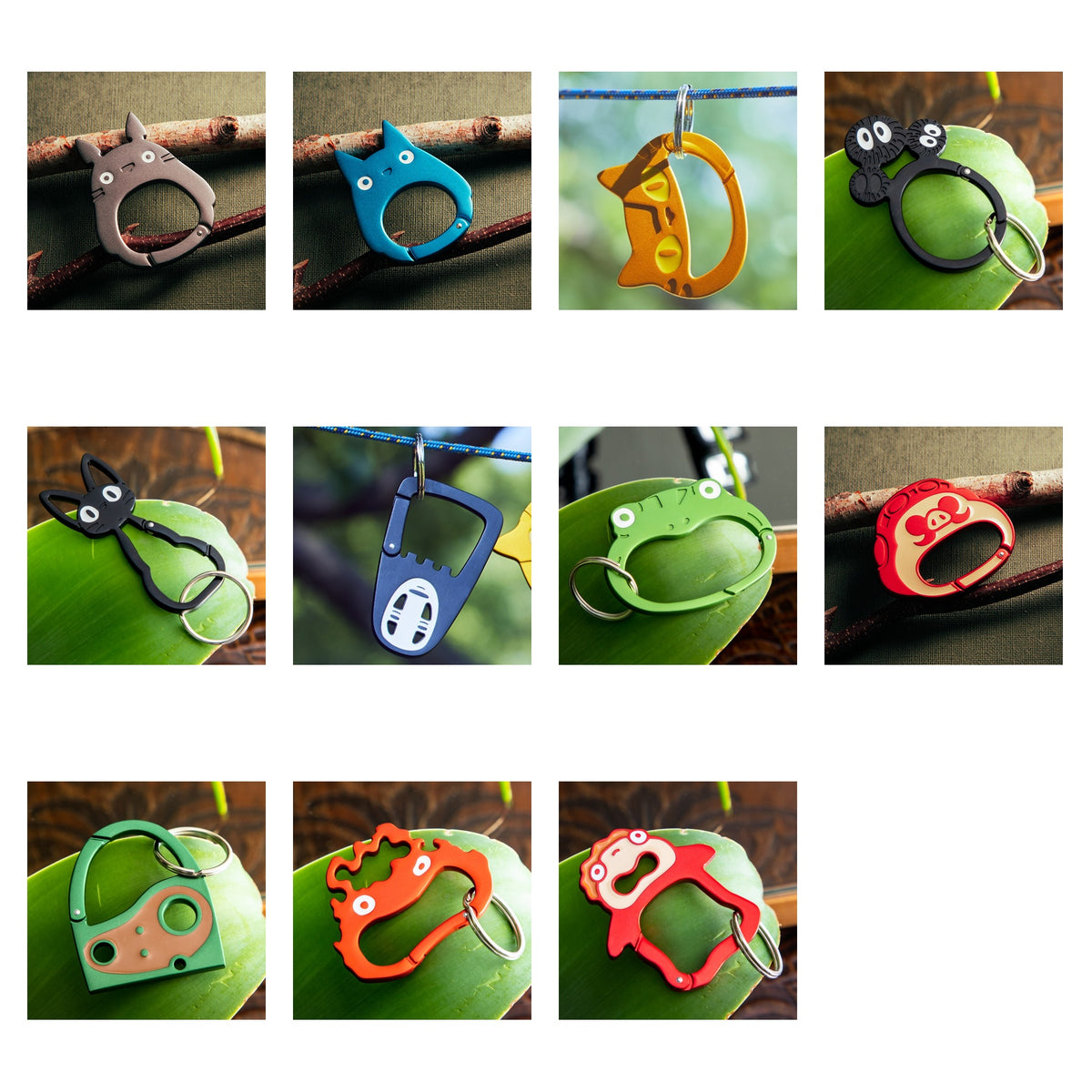 Studio Ghibli - GBL Character Face Carabiners (11 Types) - Complete Set showing every included design