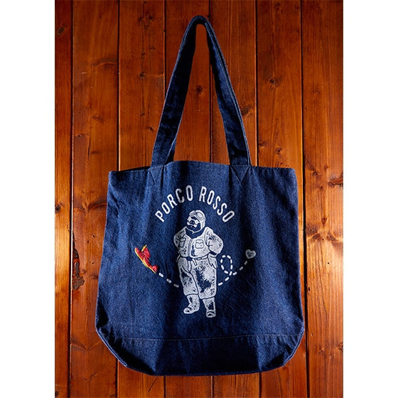 Studio Ghibli GBL Discharge Denim Tote Bags (4 Types) - Indigo Porco Rosso - official view 16