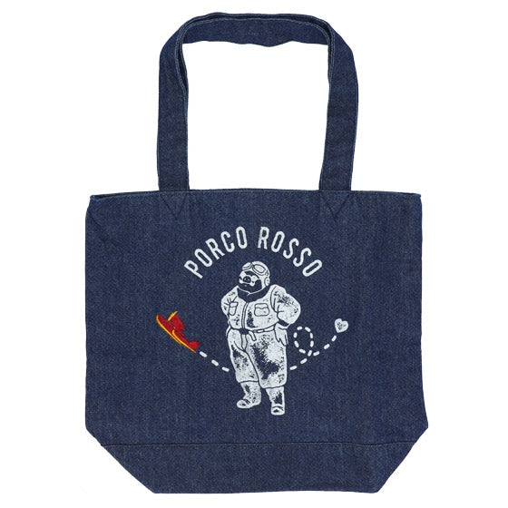 Studio Ghibli GBL Discharge Denim Tote Bags (4 Types) - Indigo Porco Rosso - official view 18