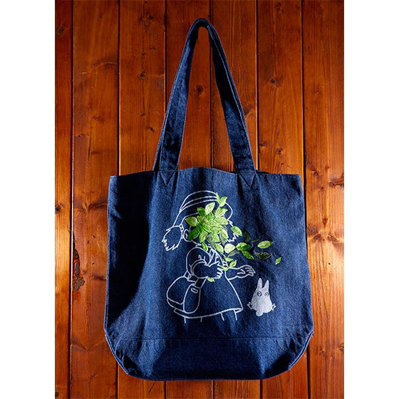 Studio Ghibli GBL Discharge Denim Tote Bags (4 Types) - Indigo Totoro - official view 24